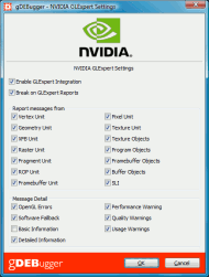 gDEBugger and NVIDIA GLExpert settings