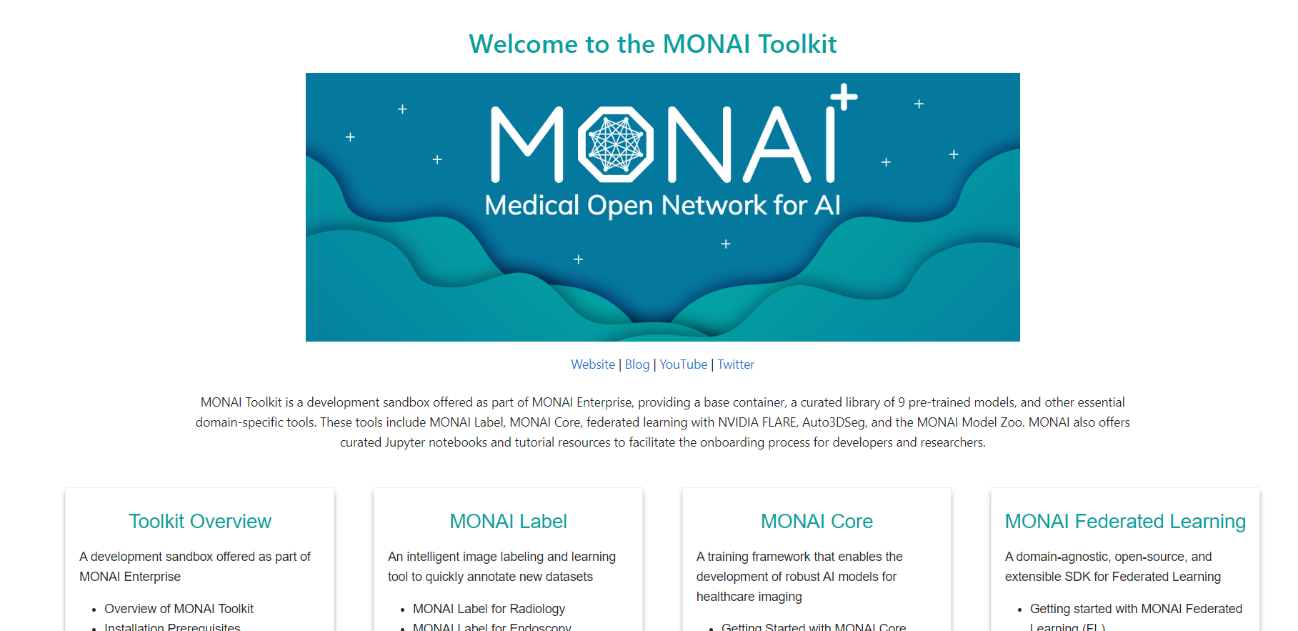 MONAI Toolkit Landing Page