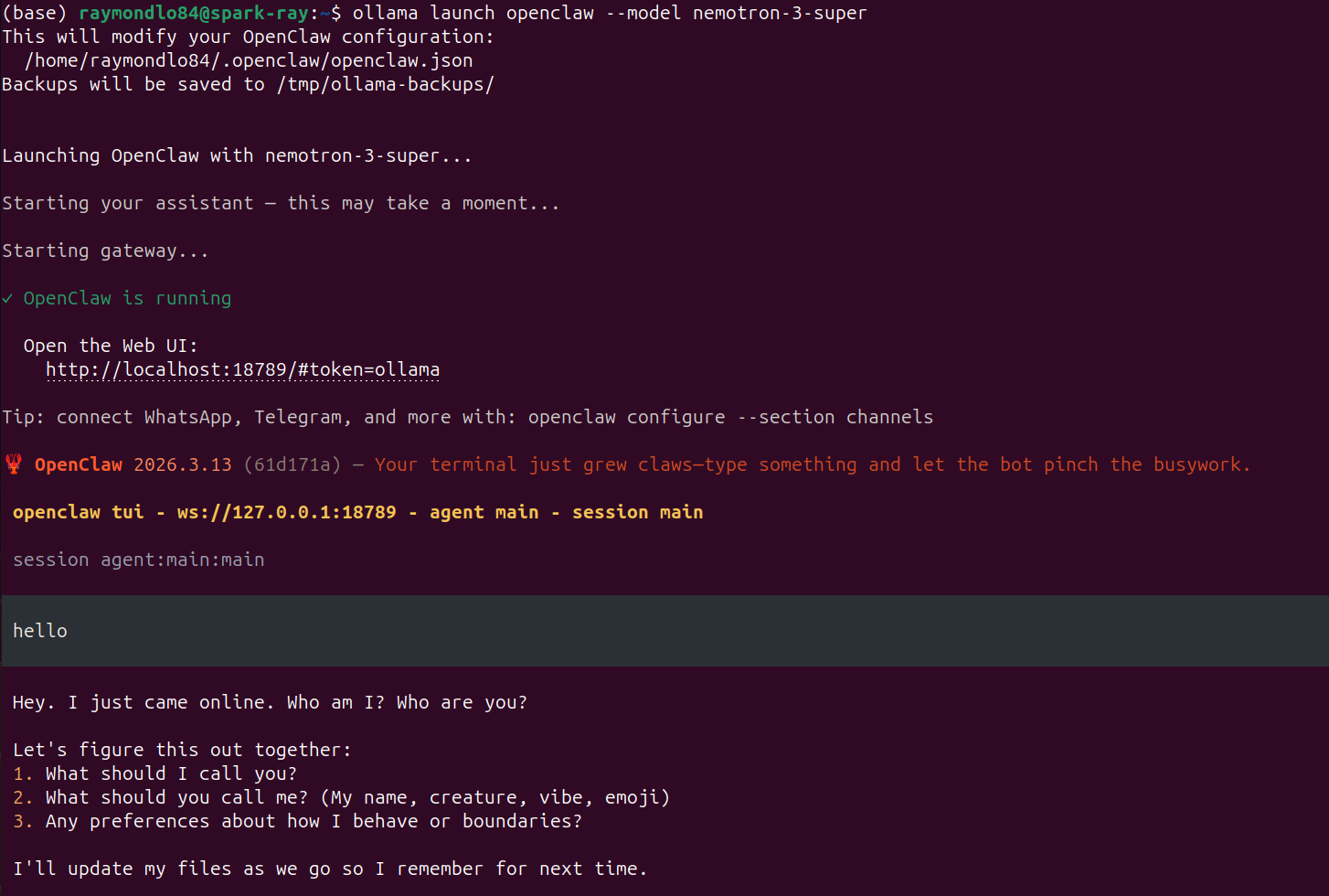 ollama launch openclaw