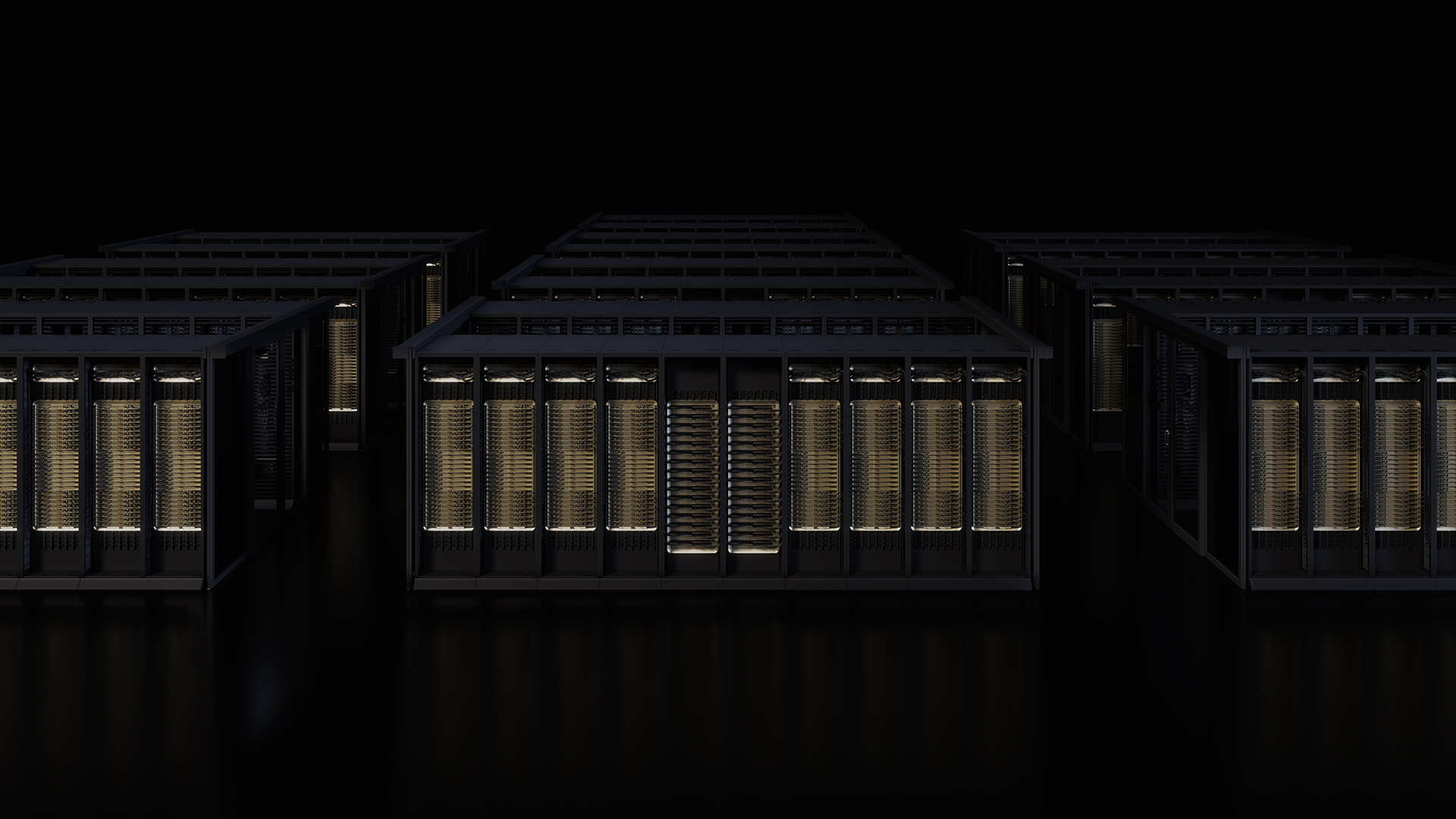 Data center illustration showing multi-modal AI tokens for image, audio, visual and more as part of the NVIDIA “Think SMART” framework.