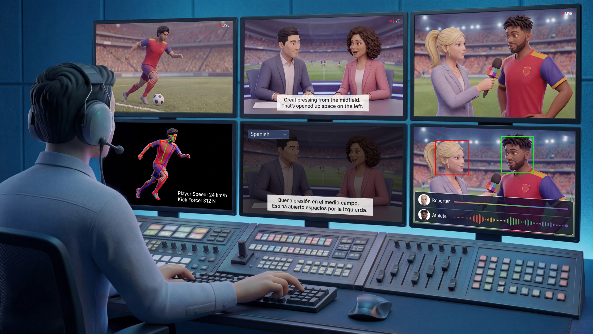 NVIDIA AI4M interface showing AI-enhanced audio, video, and AR effects for video conferencing and telepresence applications on RTX hardware