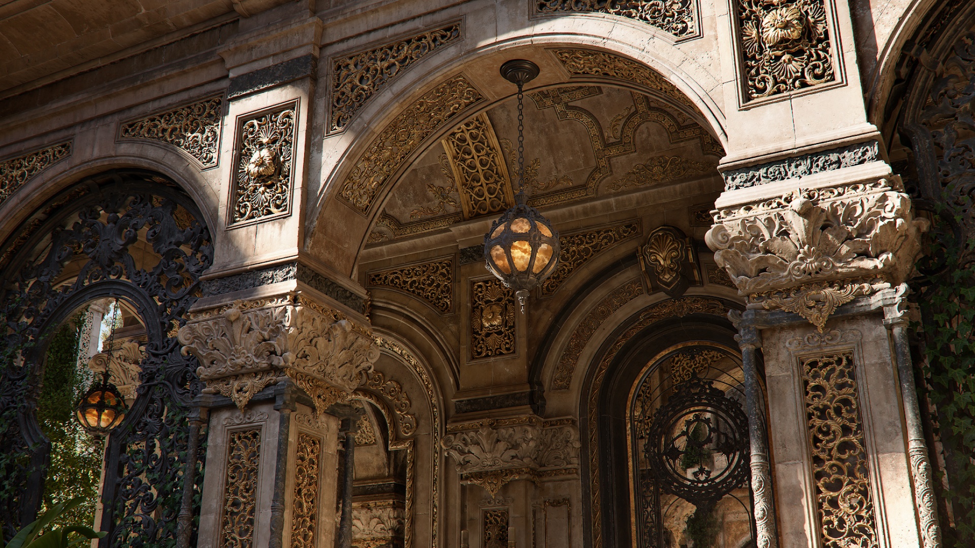 An image of an ancient building showing how real time light simulation works